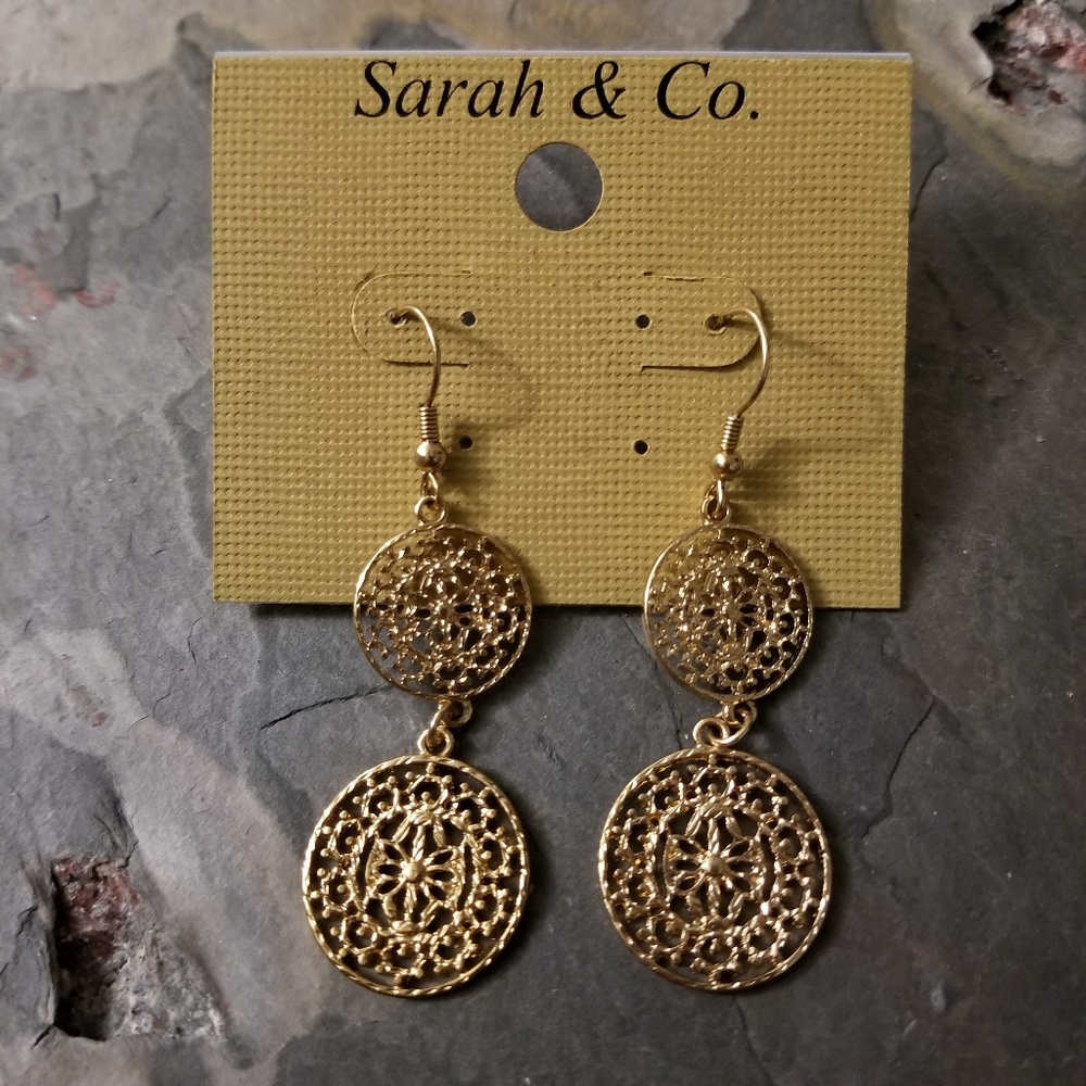 SARAH & CO. 💋 Golden medallion fashion earrings